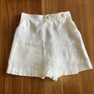 Ilana Kohn White Linen Skort with Button Detail